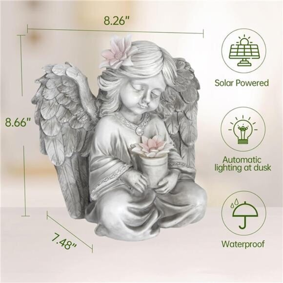 Solar Garden Statue Angel Statue Outdoor Garden Decor Yard - Picture 5 of 7